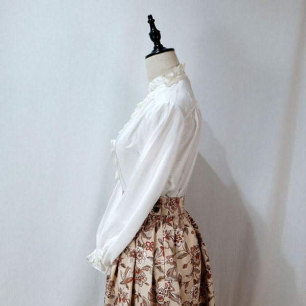 画像8: 無地 白 ブラウス フリルカラー レース [11783]