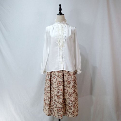 他の写真1: 無地 白 ブラウス フリルカラー レース [11783]