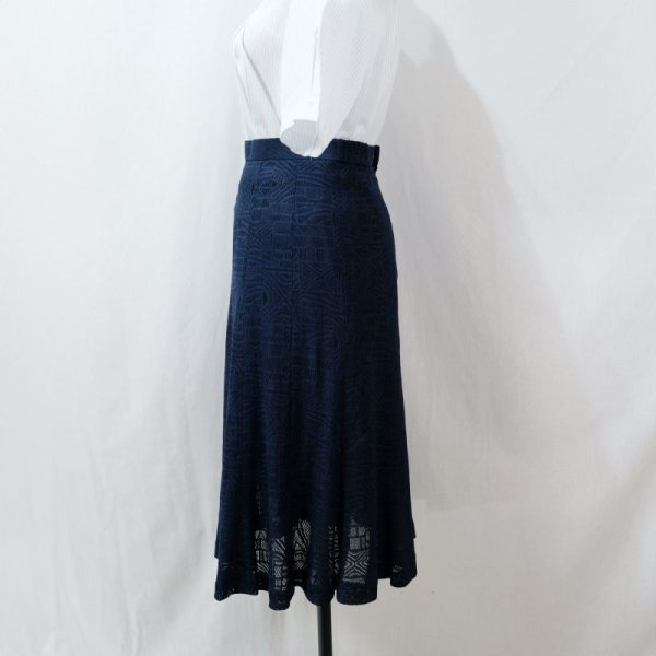 画像5: レース地 ネイビー スカート フレア w/65cm [11808]