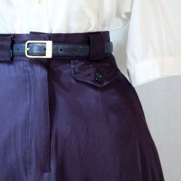 画像9: 無地  なす紺 スカート フレア  /w61cm[11843]