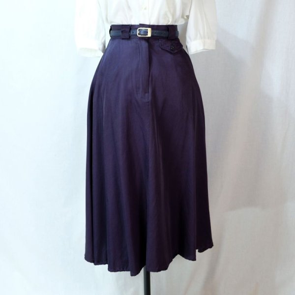 画像4: 無地  なす紺 スカート フレア  /w61cm[11843]