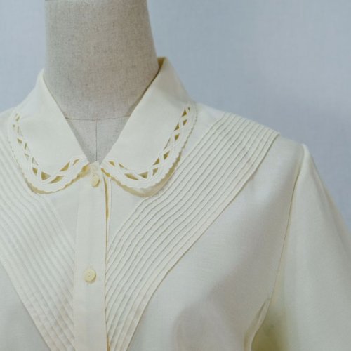 他の写真1: 生成 ブラウス 半袖 スカラップカラー ピンタック [11899]