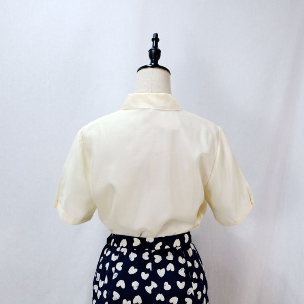 画像5: 生成 ブラウス 半袖 スカラップカラー ピンタック [11899]