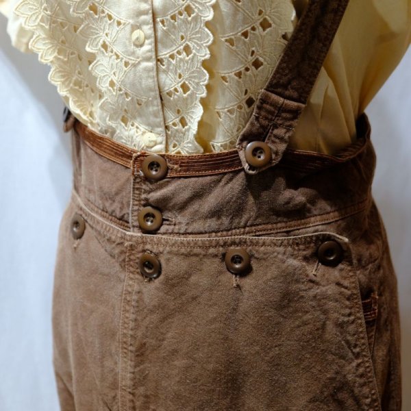 画像3: 無地 ブラウン ジャンパースカート ポケット ボタン [11951]