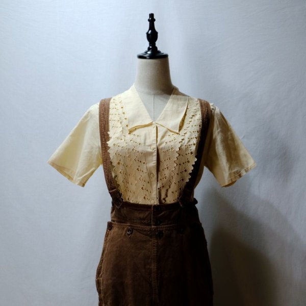 画像5: 無地 ブラウン ジャンパースカート ポケット ボタン [11951]