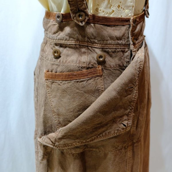 画像6: 無地 ブラウン ジャンパースカート ポケット ボタン [11951]