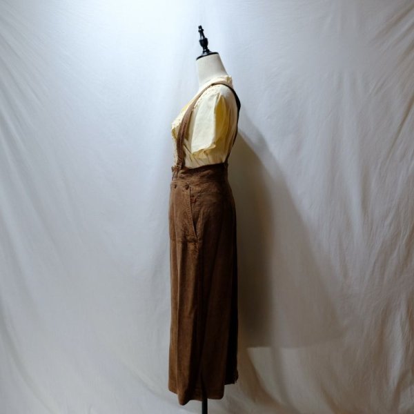 画像7: 無地 ブラウン ジャンパースカート ポケット ボタン [11951]