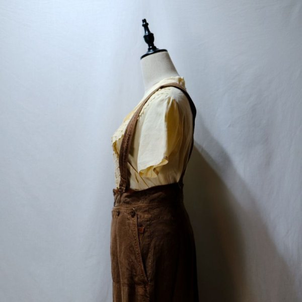 画像8: 無地 ブラウン ジャンパースカート ポケット ボタン [11951]