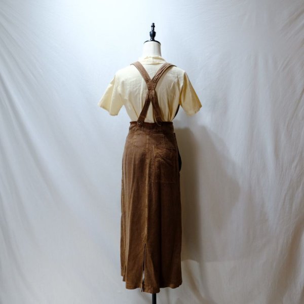 画像9: 無地 ブラウン ジャンパースカート ポケット ボタン [11951]