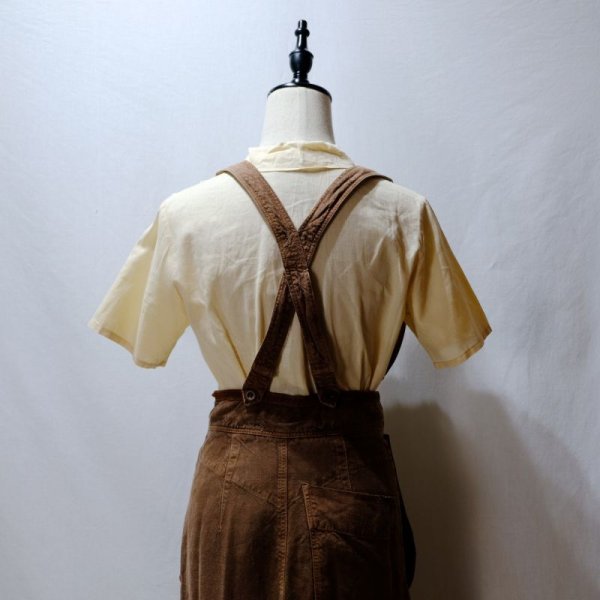 画像10: 無地 ブラウン ジャンパースカート ポケット ボタン [11951]