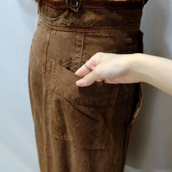 画像13: 無地 ブラウン ジャンパースカート ポケット ボタン [11951]