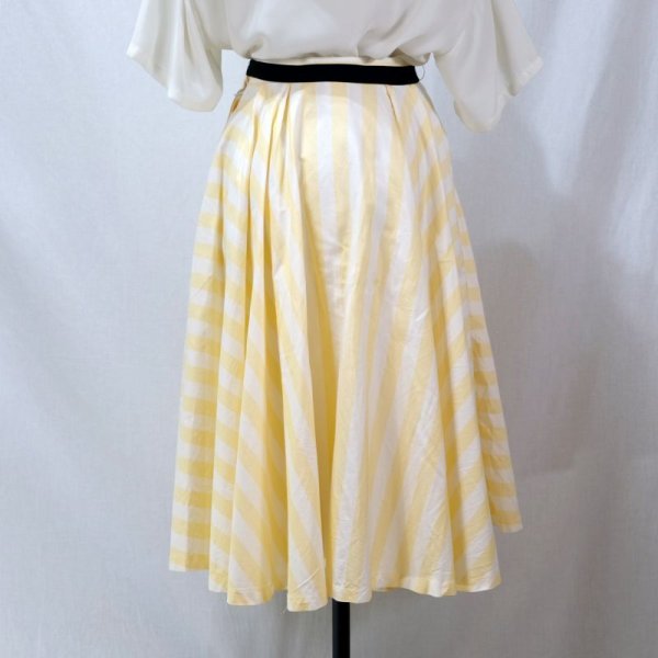 画像6: 斜めストライプ柄  イエロー×白 スカート フレア  /w62cm  [11986]