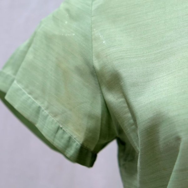 画像17: 無地 きみどり色 ブラウス 半袖 スカラップカラー 刺繍  [11970]