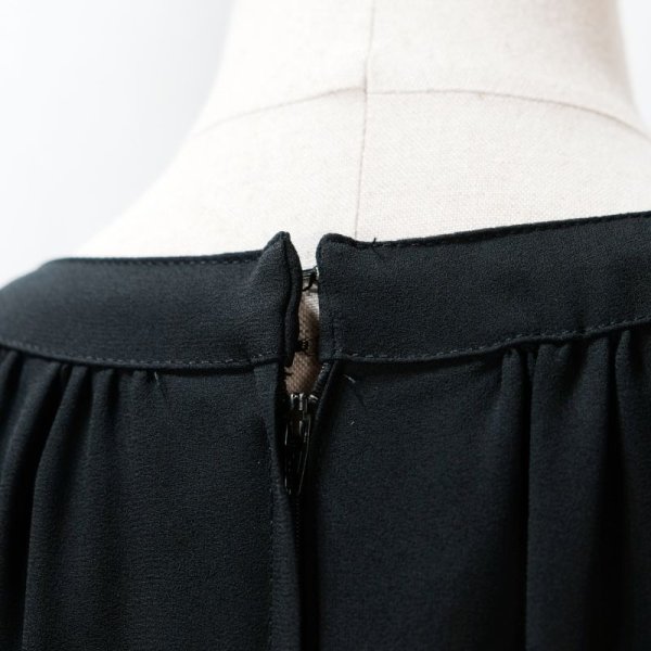 画像15: 無地 黒 長袖 レトロワンピース ノーカラー[12052]