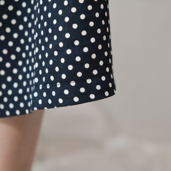 画像11: ドット柄 ネイビー×白 サロペット ウエスト紐 [12063]