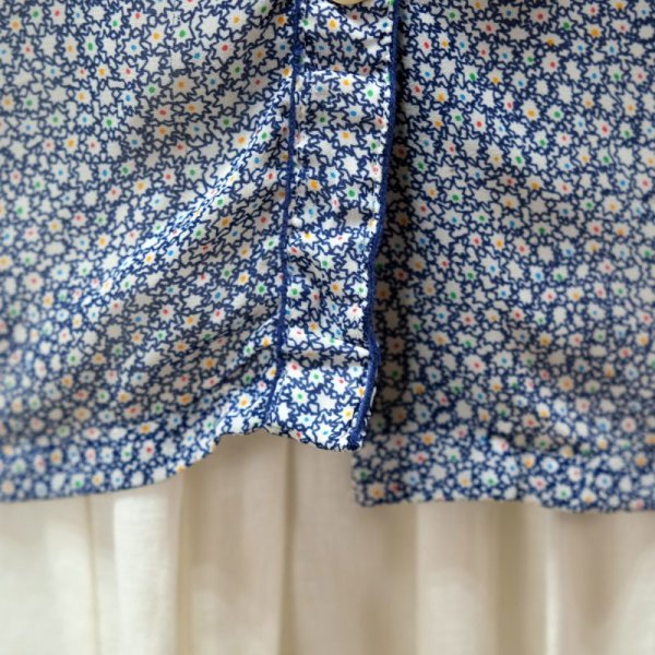 画像15: 花柄 青系 半袖 ブラウス レギュラーカラー [12163]