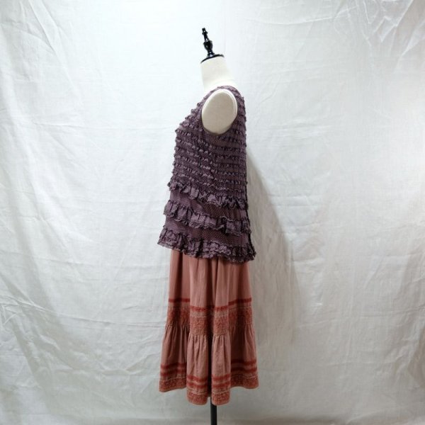 画像9: ?PINK HOUSE”ドット柄 パープル  ノースリーブ ノーカラー フリル [12126]