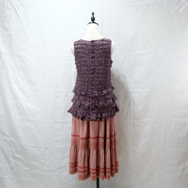 画像11: ?PINK HOUSE”ドット柄 パープル  ノースリーブ ノーカラー フリル [12126]