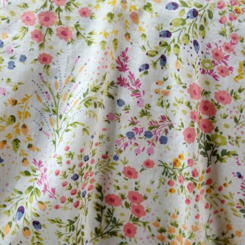 他の写真1: "花もめん" 花柄 白系 コットン ブラウス 長袖 レギュラーカラー [12141]