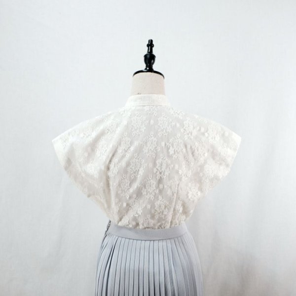 画像6: 無地 水色 スカート プリーツ /w64cm [12238]