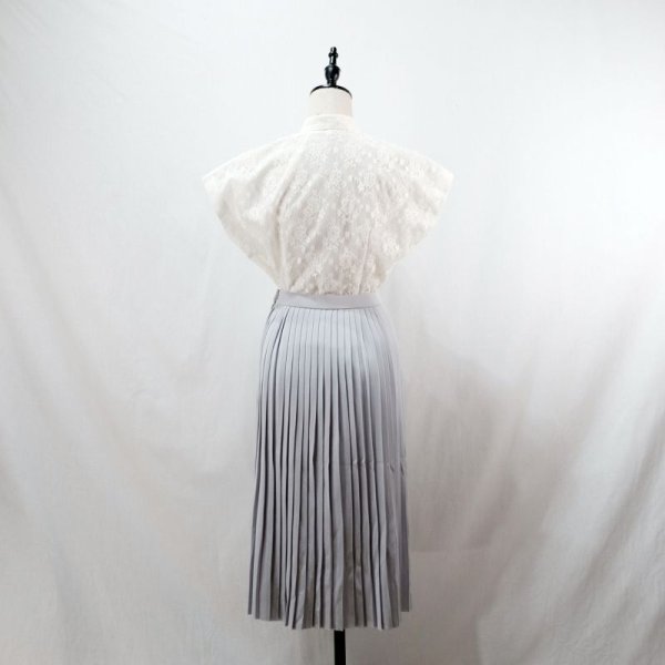 画像5: 無地 水色 スカート プリーツ /w64cm [12238]