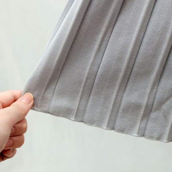 画像8: 無地 水色 スカート プリーツ /w64cm [12238]