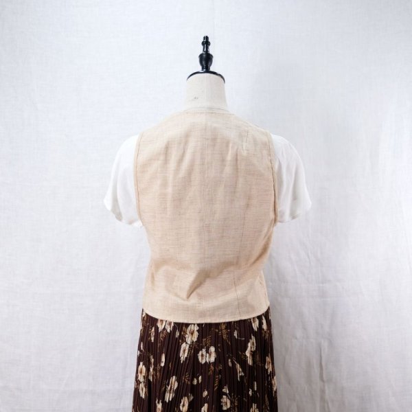 画像8: ベージュ系 レース ベスト Vネック[12241]