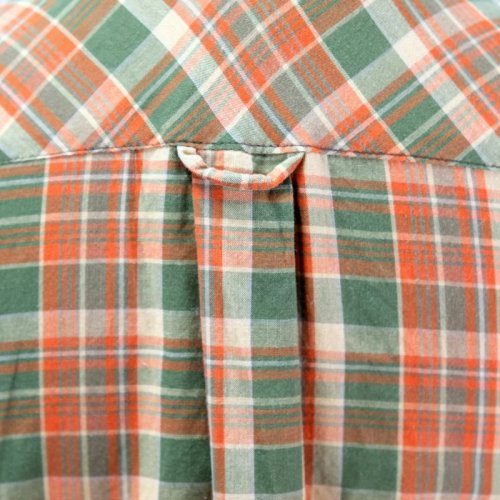 他の写真1: タータンチェック柄 オレンジ系 長袖 綿混 ブラウス ボタンダウンシャツ 胸ポケット [12323]