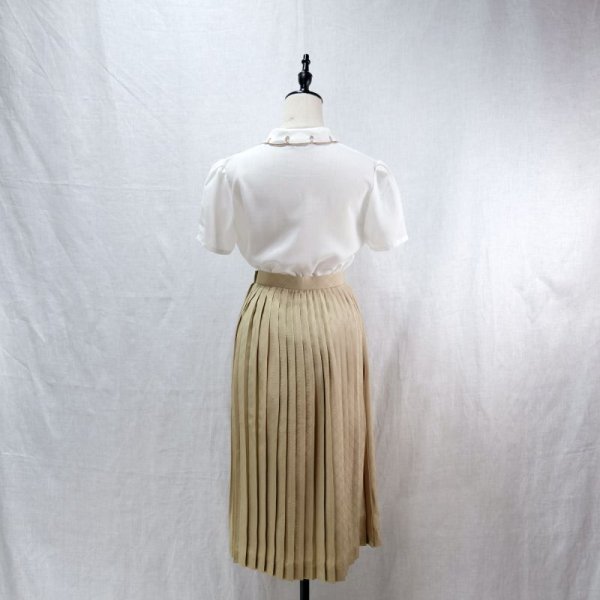 画像5: チェック柄 ライトグリーン スカート プリーツ /w64cm [12369]