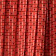 画像11: 格子とドット柄 赤系 半袖  レトロワンピース スタンドカラー プリーツ ピンタック [12277]