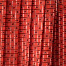 他の写真1: 格子とドット柄 赤系 半袖  レトロワンピース スタンドカラー プリーツ ピンタック [12277]