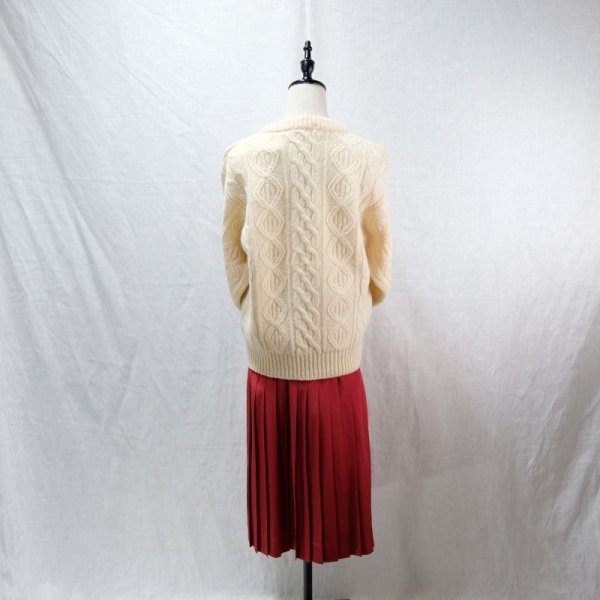 画像11: 白  アラン ニット クルーネック ウール/ナイロン混 [12462]