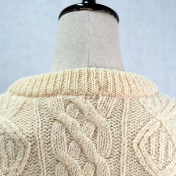 画像13: 白  アラン ニット クルーネック ウール/ナイロン混 [12462]