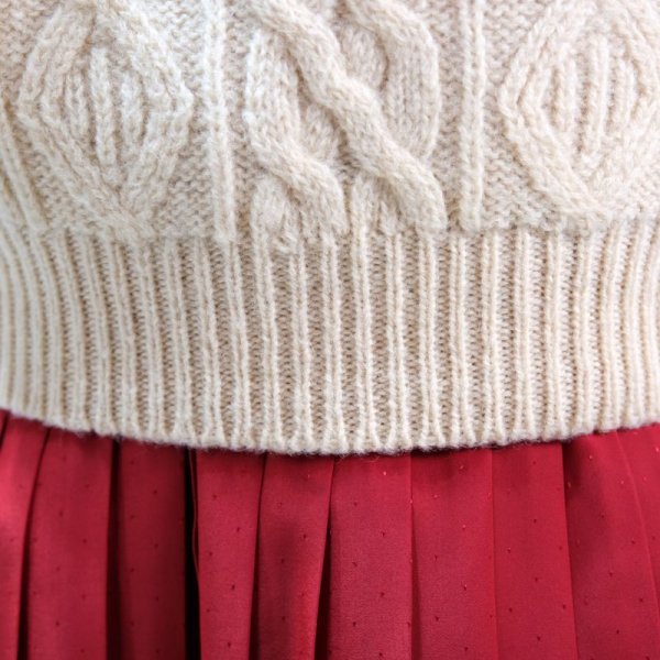 画像14: 白  アラン ニット クルーネック ウール/ナイロン混 [12462]