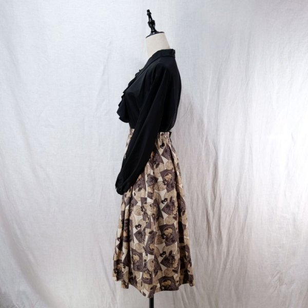 画像6: 無地 ブラック ブラウス 長袖 ラウンドカラー [14372]