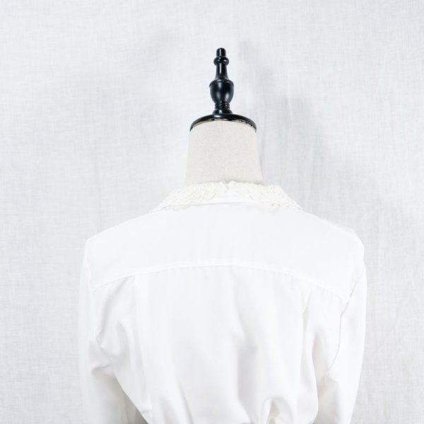 画像5: 無地  白 長袖 ブラウス レース スカラップカラー[14589]