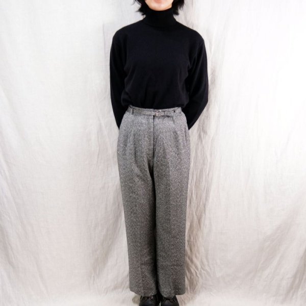 画像3: グレー柄 パンツ タック ベルト付き /w60cm  [14438]