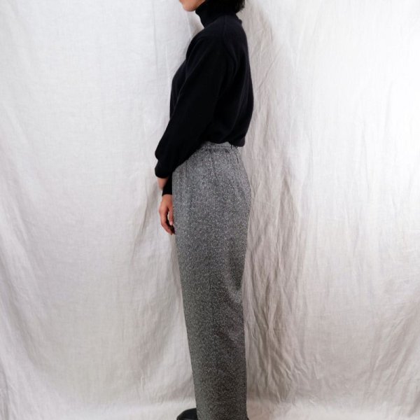 画像5: グレー柄 パンツ タック ベルト付き /w60cm  [14438]