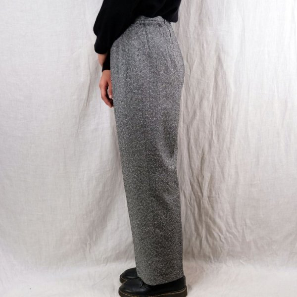 画像4: グレー柄 パンツ タック ベルト付き /w60cm  [14438]