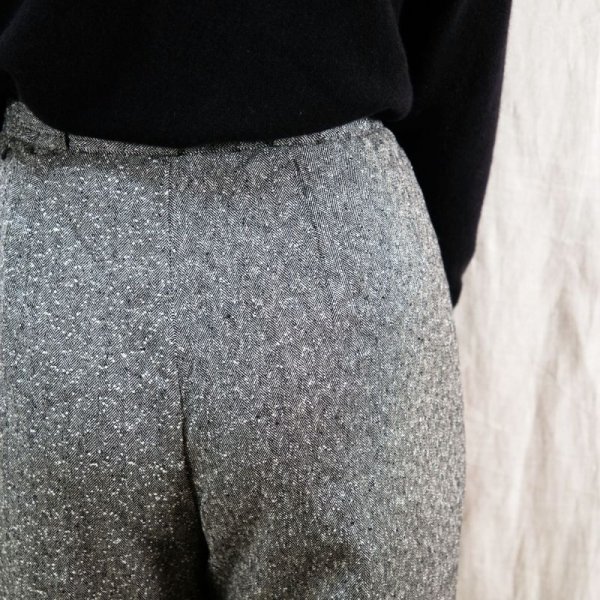 画像8: グレー柄 パンツ タック ベルト付き /w60cm  [14438]