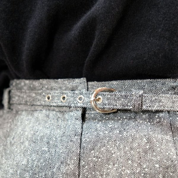 画像10: グレー柄 パンツ タック ベルト付き /w60cm  [14438]