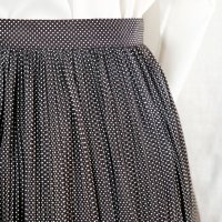 黒×白 ドット柄 スカート プリーツ /w66cm [14492]