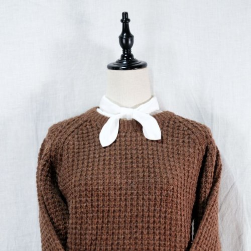 他の写真1: 無地 ブラウン ウール セーター クルーネック[14533]