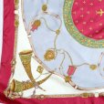 画像2: 装飾模様 赤×グレー シルク スカーフ 85cm×85cm [14545] (2)