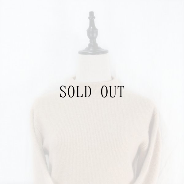 画像8: 無地 ベージュ カシミヤ ニット セーター ハイネック  [16557]