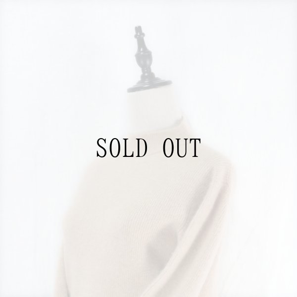 画像9: 無地 ベージュ カシミヤ ニット セーター ハイネック  [16557]