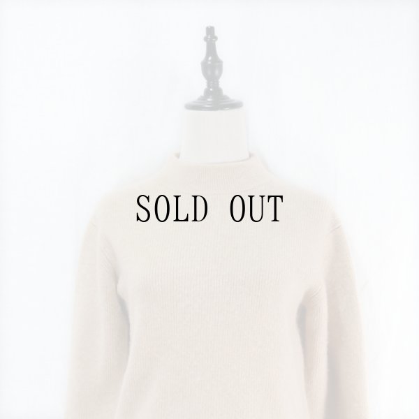 画像7: 無地 ベージュ カシミヤ ニット セーター ハイネック  [16557]