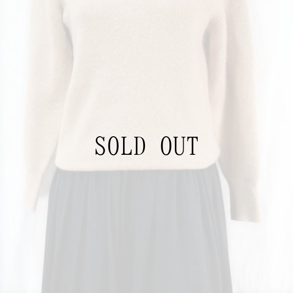 画像13: 無地 ベージュ カシミヤ ニット セーター ハイネック  [16557]