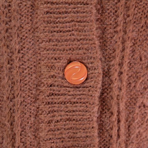 他の写真1: 無地  オレンジ 混ウール カーディガン ラウンドネック[16573]