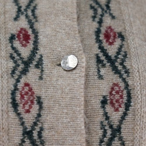 他の写真1: 無地 ベージュ系 ニット カーディガン 長袖 クルーネック [16577]